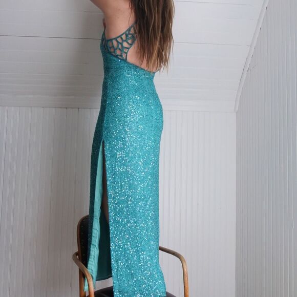Vintage 90s Scala silk beaded evening maxi dress - Picture 10 of 10